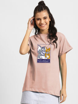 Bewakoof - Classic Tom & Jerry Boyfriend T-Shirts Baby Pink (TJL)