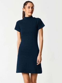 Bewakoof - Women's High Neck Ribbed Dress