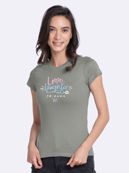 Bewakoof - Love Friends Half Sleeve Printed T-Shirts Meteor Grey