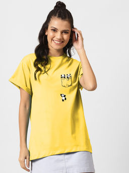 Bewakoof - Climbing Pocket Panda Boyfriend T-Shirts