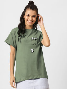 Bewakoof - Climbing Pocket Panda Boyfriend T-Shirts