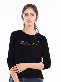 Bewakoof - Women's Minimal Believe Full Sleeve T-Shirt