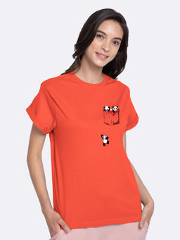 Bewakoof - Climbing pocket panda Boyfriend T-Shirts