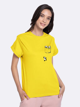Bewakoof - Climbing pocket panda Boyfriend T-Shirts