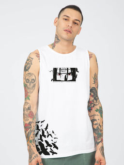 Bewakoof - Men's White Sacrifice Graphic Printed Vest