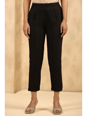 Yellow - Flex Cotton Elasticated Plain Pant 11
