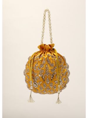Mustard Semi Printed Potli main image 1