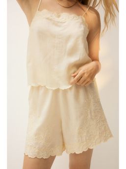 H&M - Women Yellow Linen-Blend Pyjama Shorts