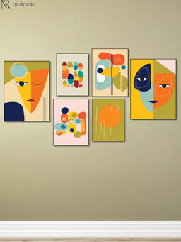 Nestroots - Vibrant Colors In Harmony Wall Painting (Pack of 6)