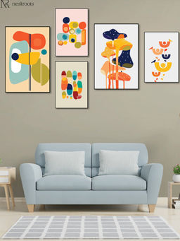 Nestroots - Colorful Abstract Canvas Print (Pack of 5)