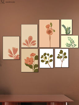 Nestroots - Exquisite Botanical Art Print: Captivating Canvas Wall Wainting (Pack of 8)