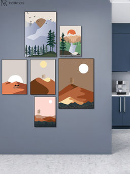 Nestroots - Sunrise Sonata Canvas Wall Painting (Pack of 6)