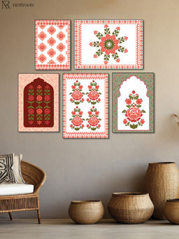 Nestroots - A Royal Menagerie Of Blooms Wall Painting (Pack of 5)