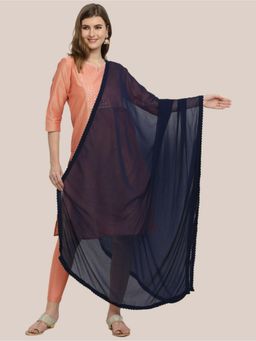 Dupatta Bazaar - Womens Navy Blue Chiffon Dupatta