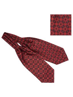 The Tie Hub - Flower Network Red Floral Cravat and Pocket Square Combo For Men