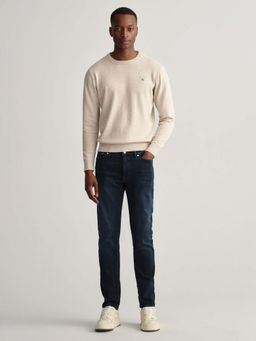 GANT - Men Black Self Design Slim Fit Jeans