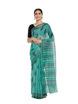 Fabindia - Cotton Silk Kota Printed Sari- Green
