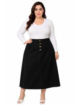Tripursundari Fashion - Women's Black Plus Size Denim Midi Skirt