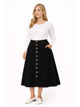 Tripursundari Fashion - Women's Black Denim Midi Skirt