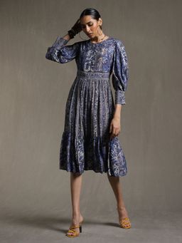 Ritu Kumar - Navy Printed Long Dress