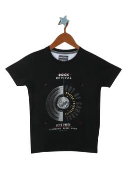 Monte Carlo - Boys Cotton Blend Printed Black T-Shirt