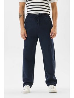 Snitch - Navy Textured Casual Trousers