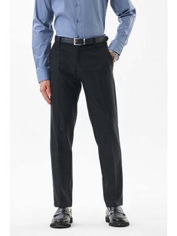 Snitch - Black Textured Slim Formal Trousers