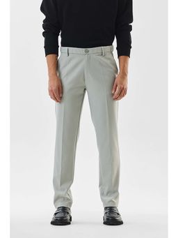 Snitch - Light Grey Textured Slim Formal Trousers