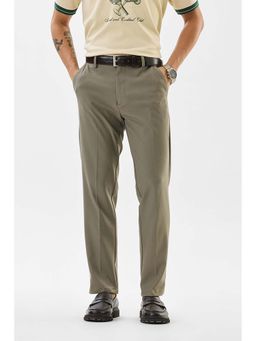 Snitch - Olive Textured Slim Formal Trousers