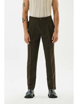 Snitch - Olive Solid Slim Formal Trousers