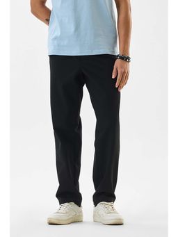Snitch - Black Textured Casual Trousers
