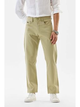 Snitch - Beige Solid Slim Casual Trousers