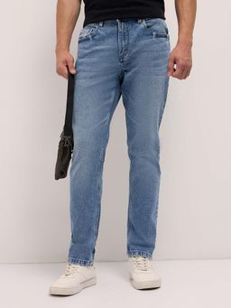 The Bear House - Men's Light Blue Slim Fit Solid Casual Jeans