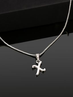Estele - Valentine Gift - Rhodium Plated Initial X Letter Pendant for Women