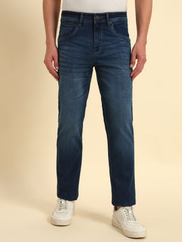 Cantabil - Men Carbon Blue Straight Fit Casual Jeans