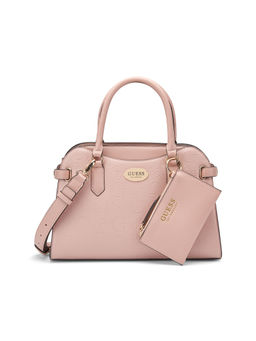 Guess - Mauve Textured Lawndale Satchel Bag with Pouch (Set of 2)