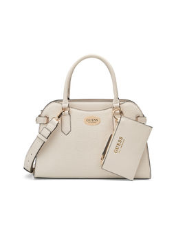 Guess - Stone Beige Textured Lawndale Satchel Bag with Pouch (Set of 2)