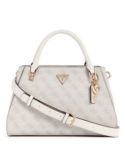 Guess - Dove Grey Logo Printed Noelle Luxury Satchel Bag