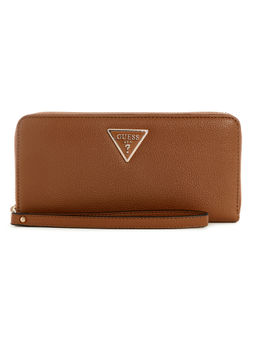 Guess - Cognac Brown Solid Laurel Zip Around Wallet