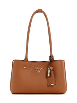 Guess - Cognac Brown Solid Meridian Shoulder Bag