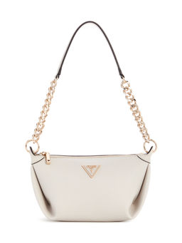 Guess - Off White Solid Meridian Top Zip Shoulder Bag