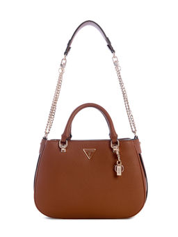 Guess - Cognac Brown Solid Fedora Satchel Bag