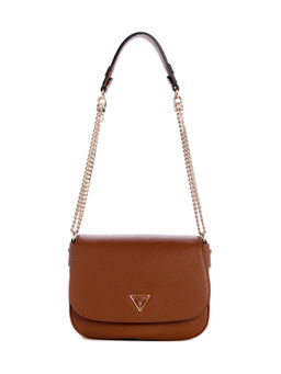 Guess - Cognac Brown Solid Fedora Shoulder Bag