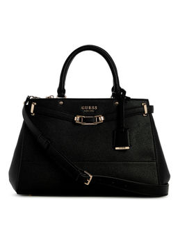 Guess - Black Solid Sylvie Luxury Satchel Bag