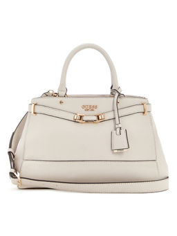 Guess - Stone Beige Solid Sylvie Luxury Satchel Bag