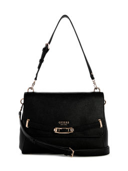 Guess - Black Solid Sylvie Flap Shoulder Bag