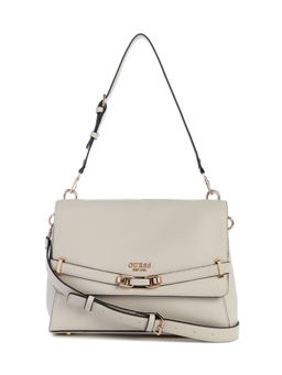 Guess - Stone Beige Solid Sylvie Flap Shoulder Bag
