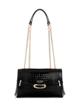 Guess - Black Textured Sylvie Convertible Sling Bag