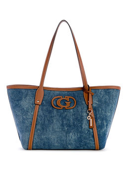 Guess - Denim Blue Caramel Solid Sebina Tote Bag