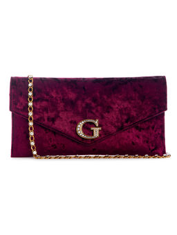 Guess - Merlot Purple Solid Virtual Flap Clutch